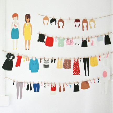 Dress Up Dolls Removeable Wall Decals
